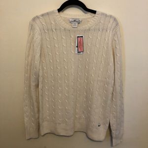 Vineyard Vines White Cable Knit Sweater